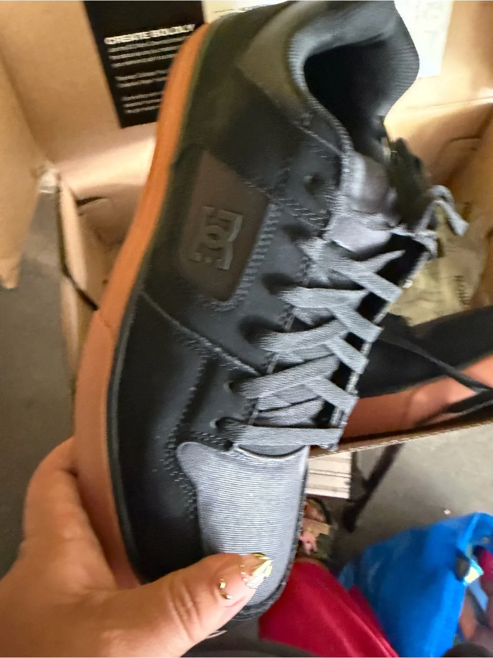 DC Men’s Black Sneakers with Brown Gum Sole